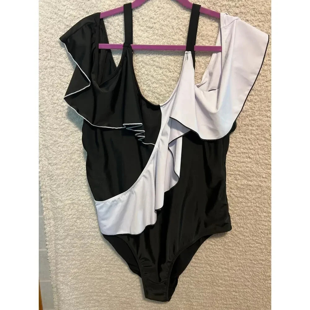 – Womens Plus Size Cold Shoulder Round Neck One Piece Bathing Suit Olivia Mark?